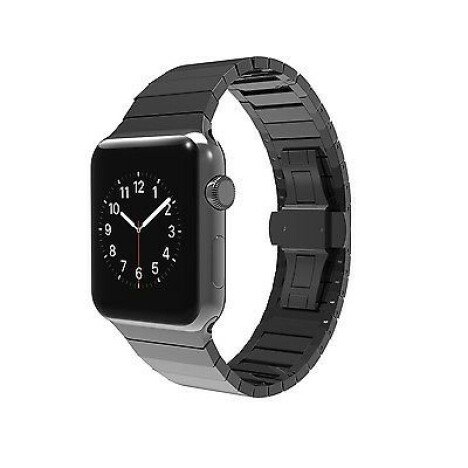 Curea iUni compatibila cu Apple Watch 1/2/3/4/5/6/7, 38mm, Link Bracelet, Otel Inoxidabil, Black